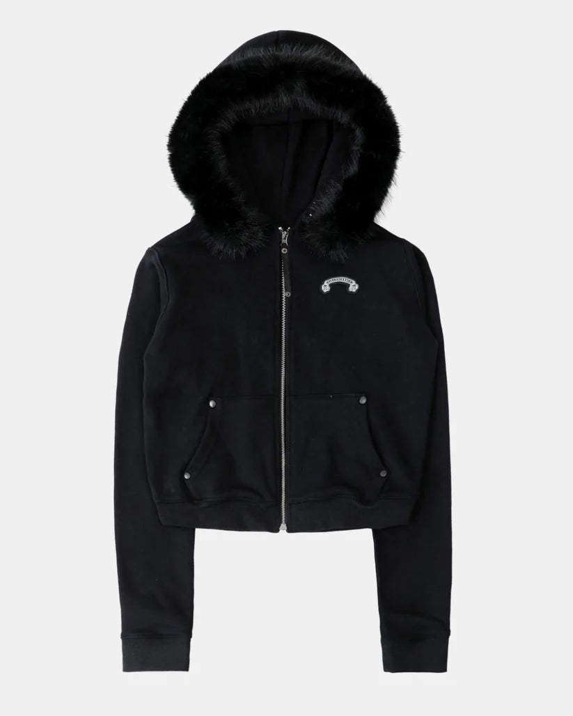Badblood Cosmo11 Detachable Fur Hooded Zip-Up - Black
