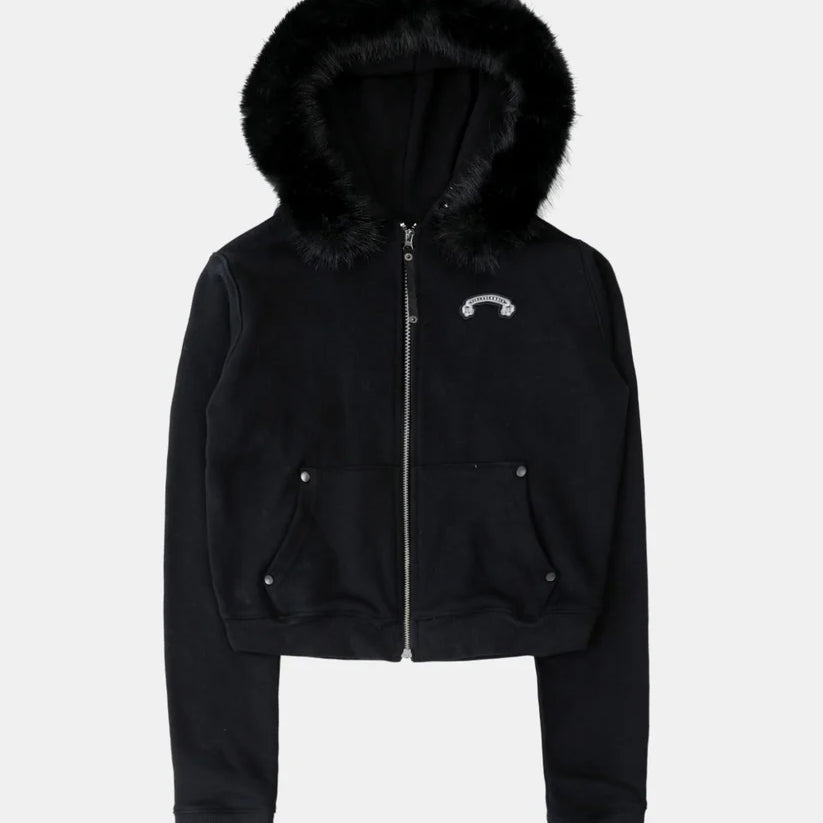 Badblood Cosmo11 Detachable Fur Hooded Zip-Up - Black