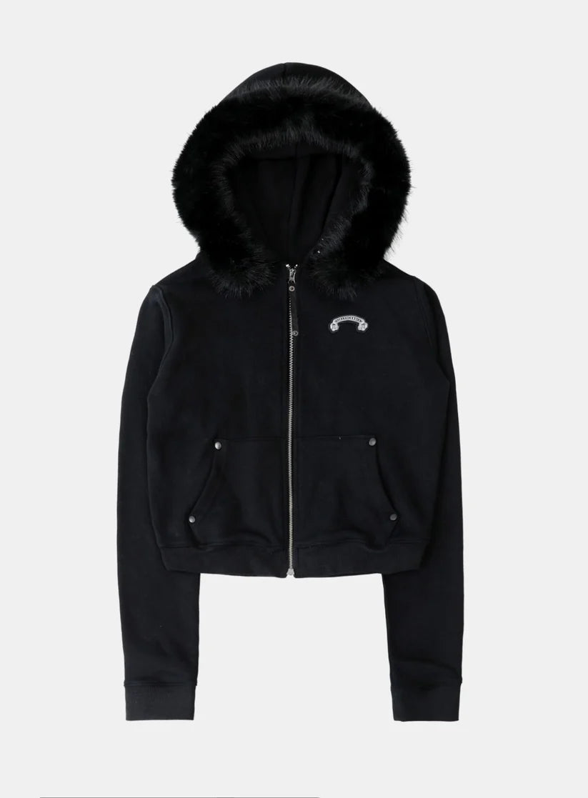 Badblood Cosmo11 Detachable Fur Hooded Zip-Up - Black