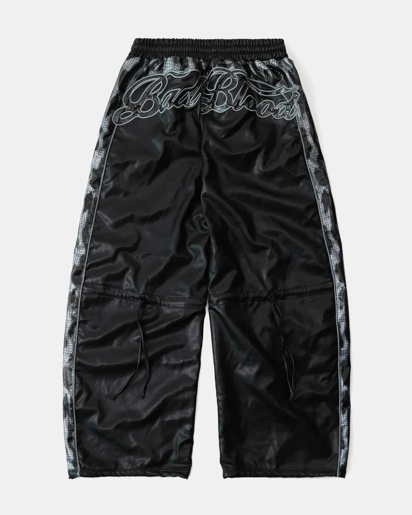 Badblood Contrast Leather Track Pants - Black Python