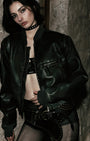Badblood Leather ma-1 jacket washed black