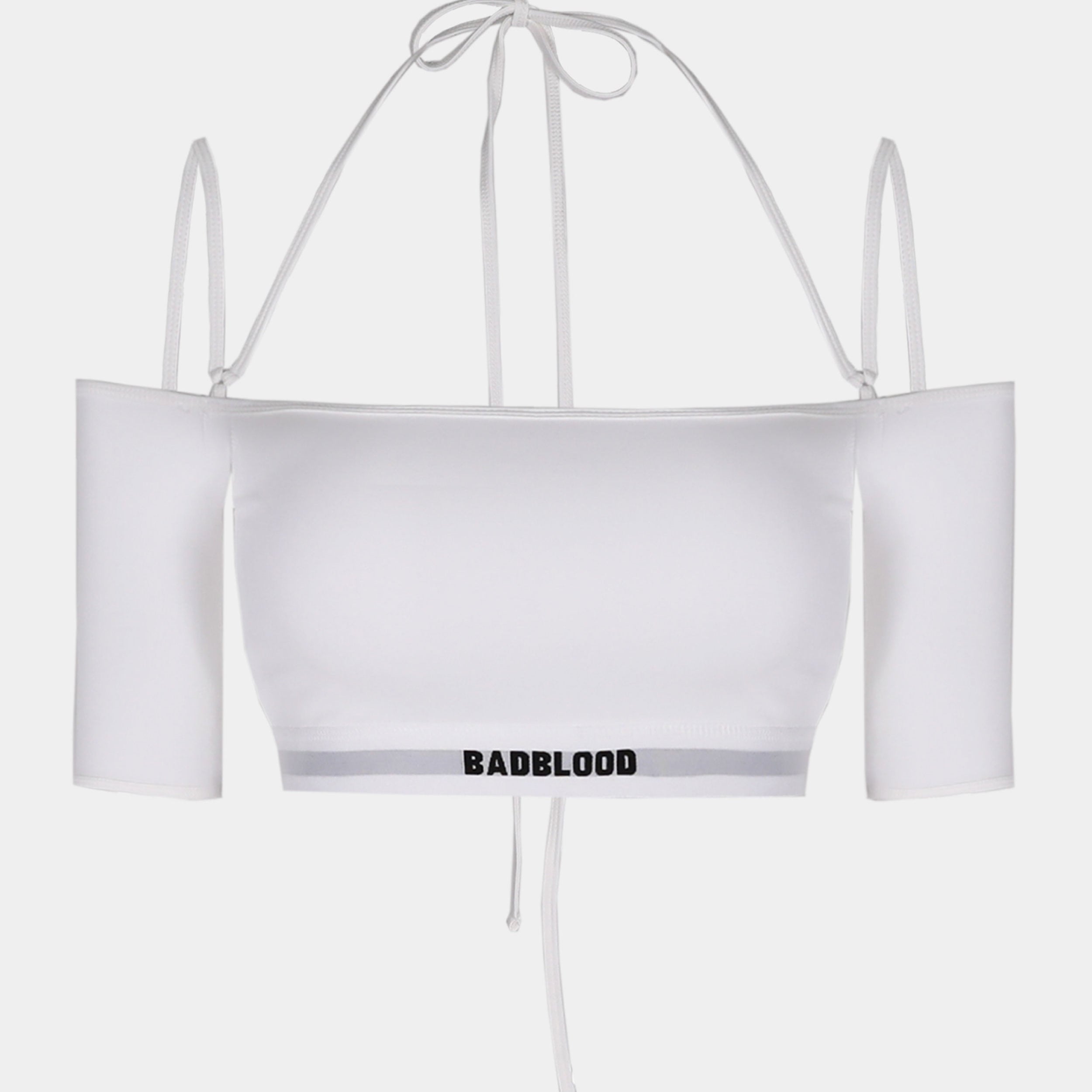 Badblood Small Logo Off Shoulder 1/2 Tee Bra White