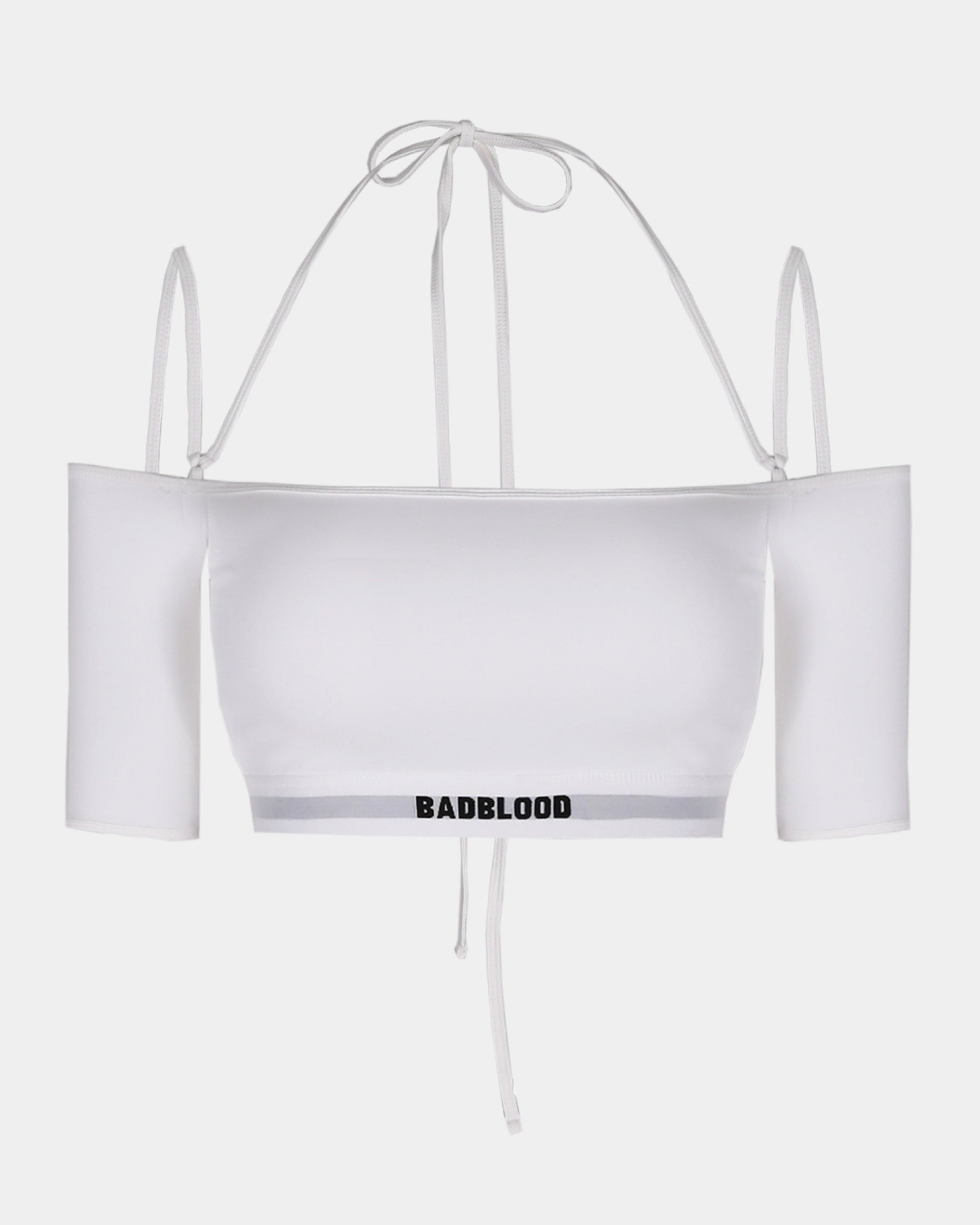Badblood Small Logo Off Shoulder 1/2 Tee Bra White