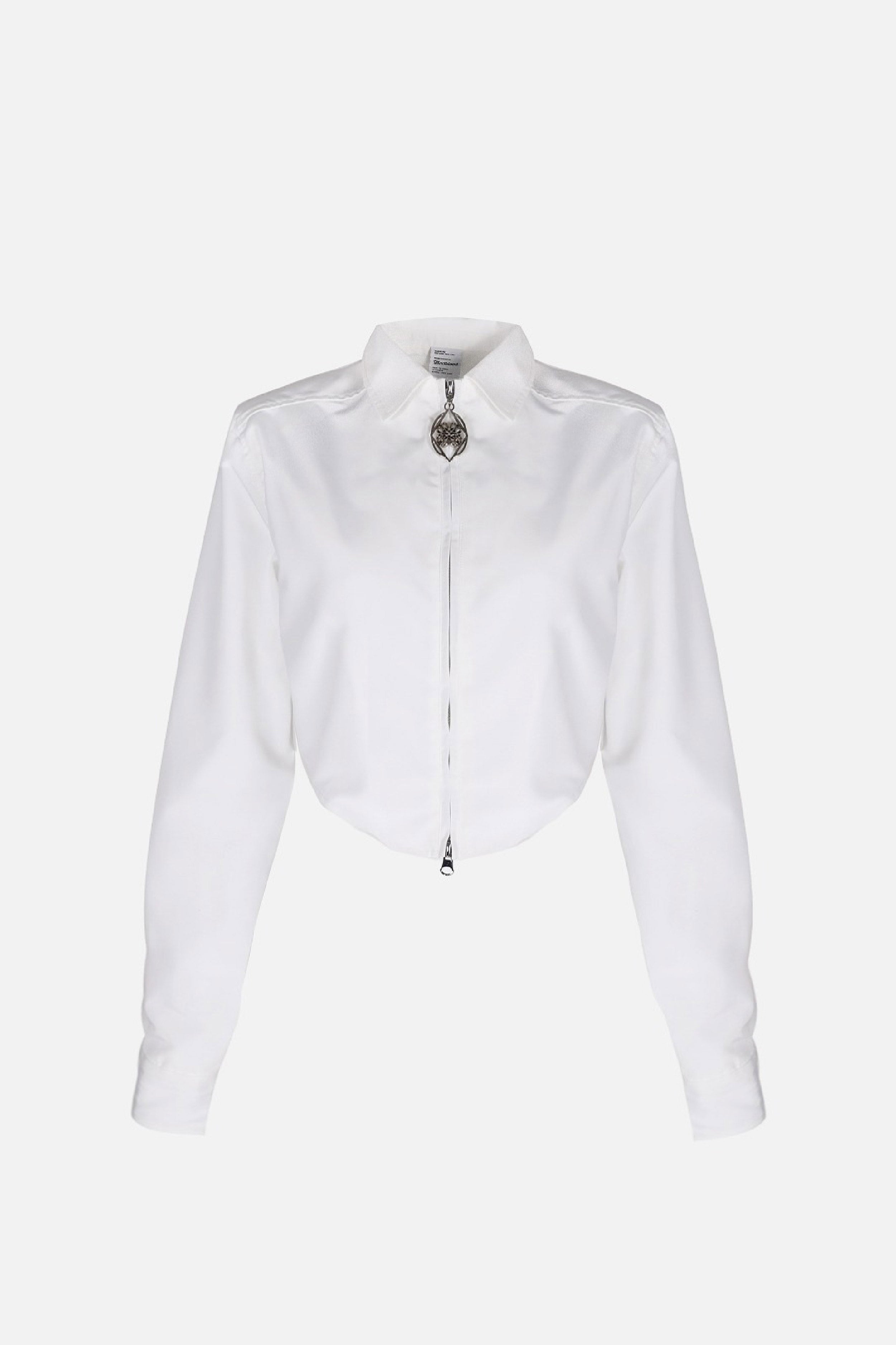 Badblood Ellipse Zip-up Cropped Shirt White
