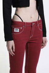 Badblood Workshop Low Rise Pantalon Color Jeans Burgundy