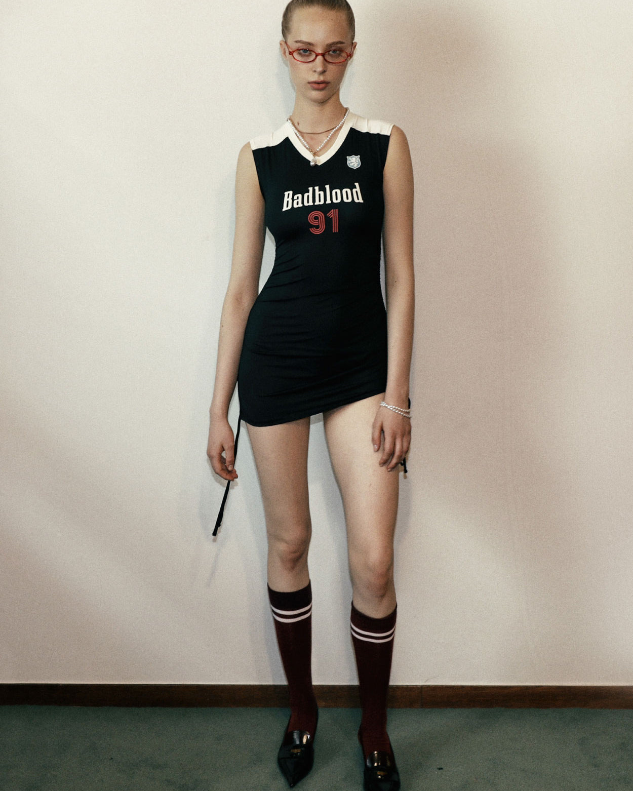 Badblood Vintage Club V-Neck Tank Dress Black