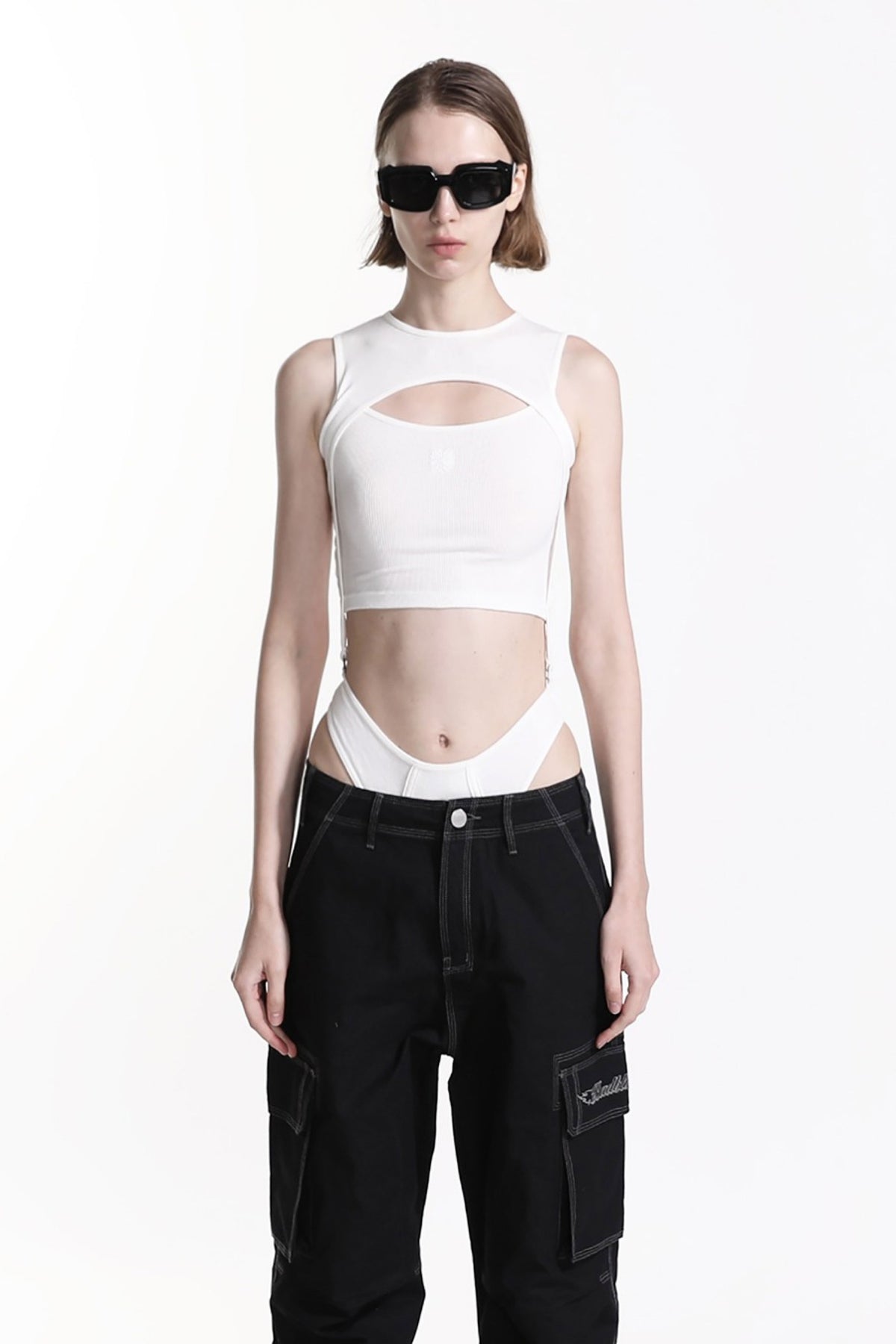 Badblood  Layered Tank Bodysuit White