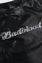 Badblood Script Sequin Logo Short Sleeve Slim Fit Black