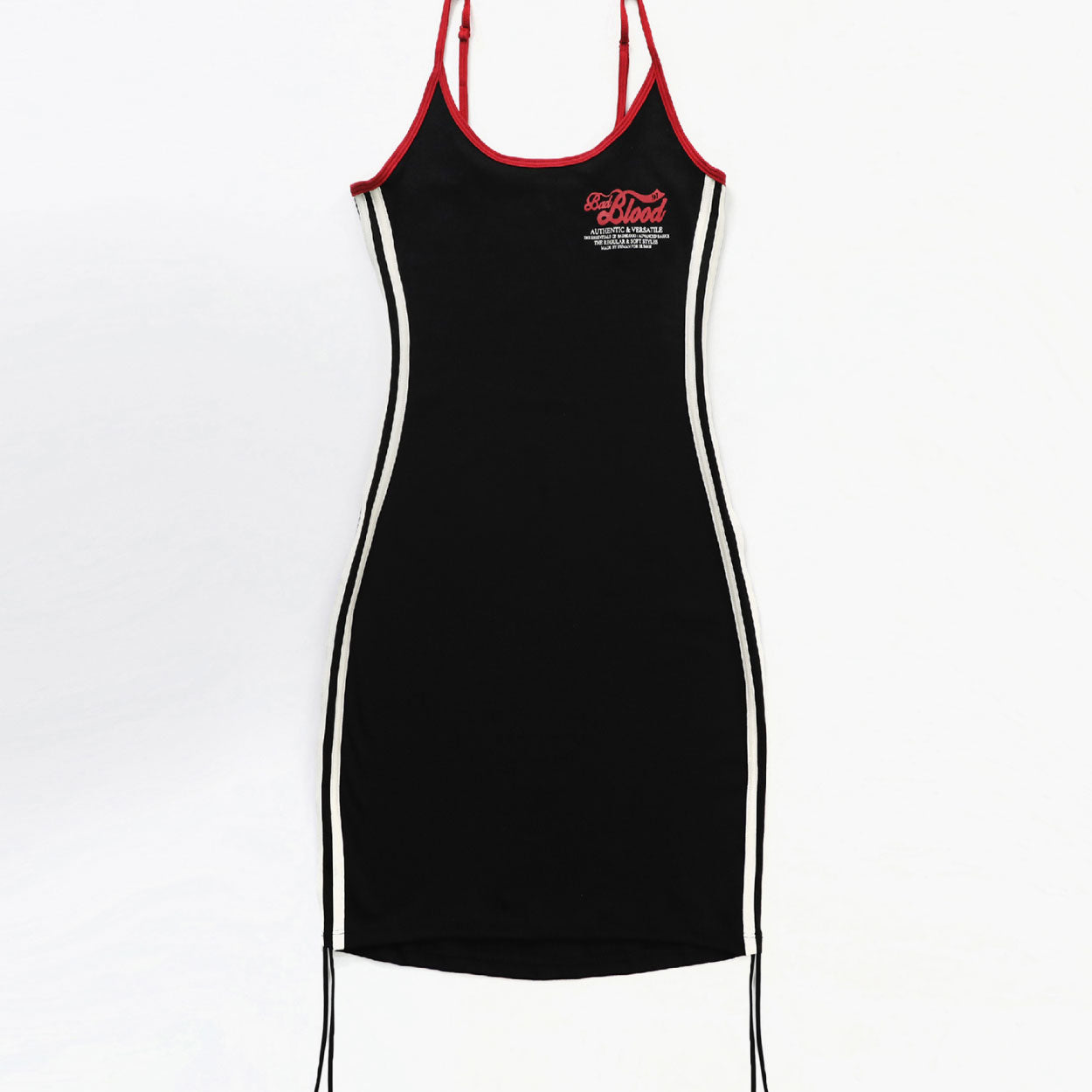 Badblood Vintage Logo Spaghetti String Mini Dress Black