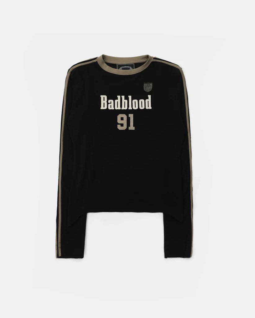 Badblood  Vintage Club Jersey Ringer Long Sleeve - Black