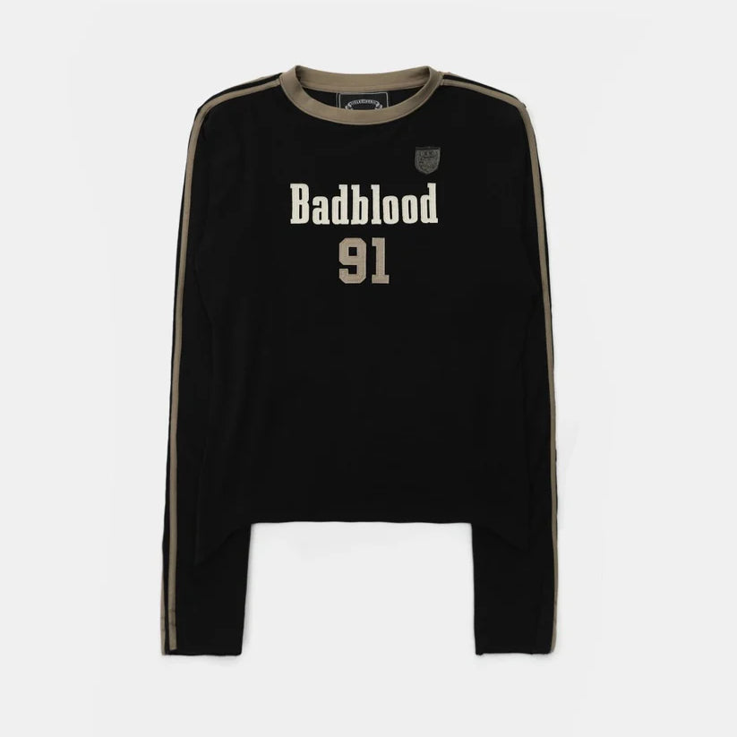 Badblood  Vintage Club Jersey Ringer Long Sleeve - Black