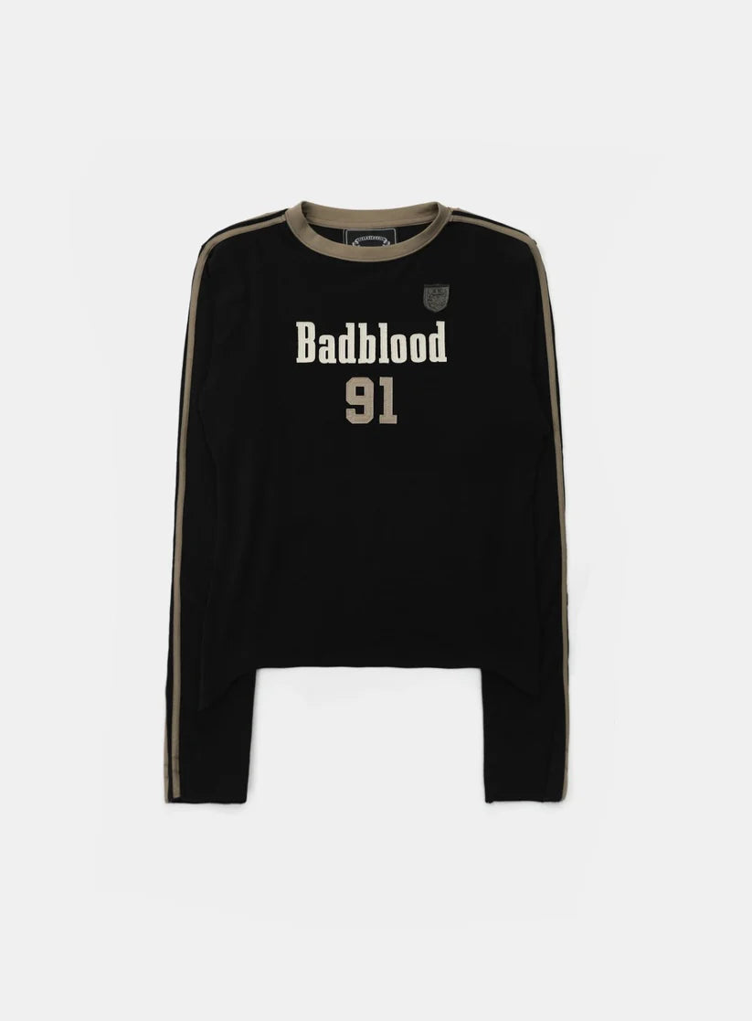Badblood  Vintage Club Jersey Ringer Long Sleeve - Black