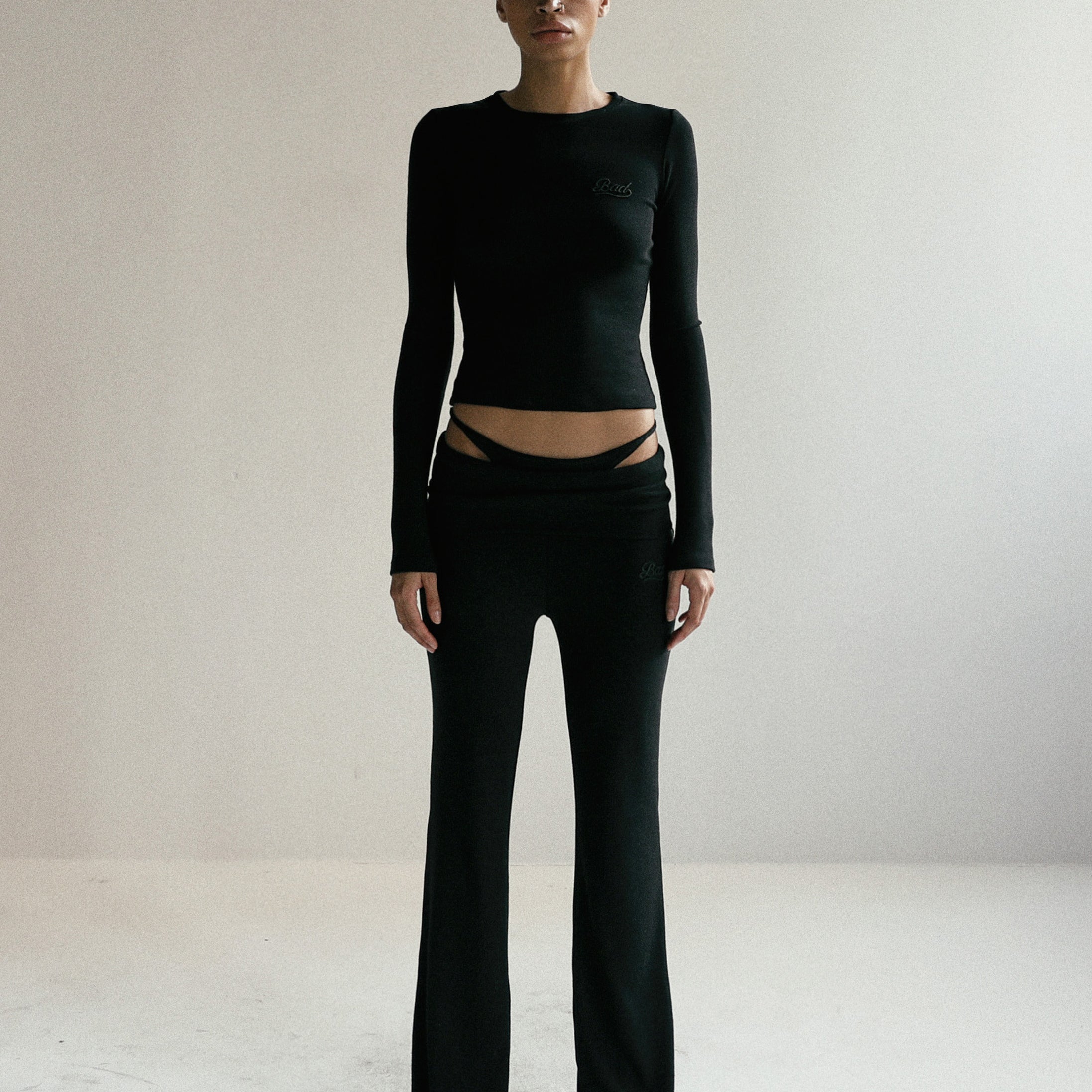 Badblood Beyond Soft Fold Over Bootcut Pants - Black