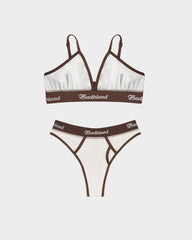 Badblood Hong Kong Limited Edition Signature Logo Aqua Bikini Set Brown/White