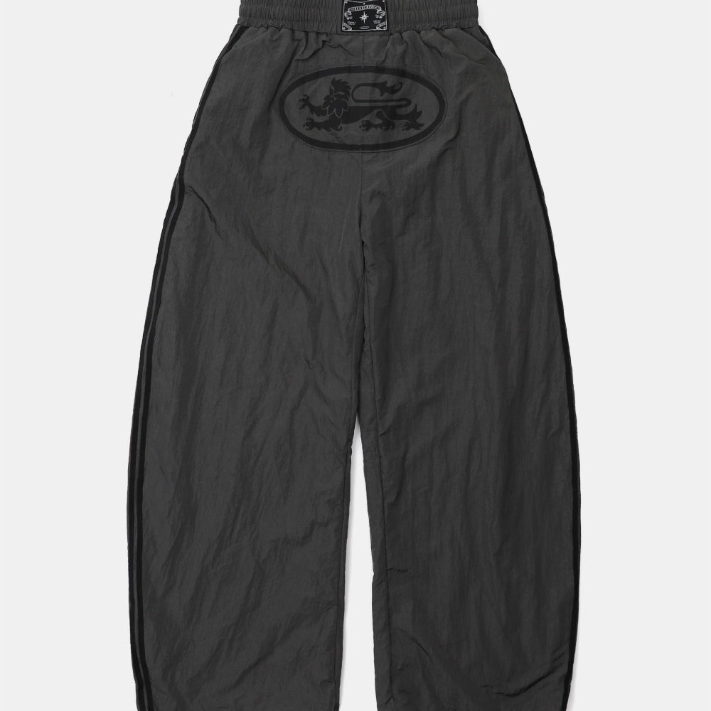 Badblood Dark Billy Nylon Curved Track Pants - Charcoal Brown