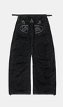 Badblood Lion Patch Washed Barrel Pants Black Leopard