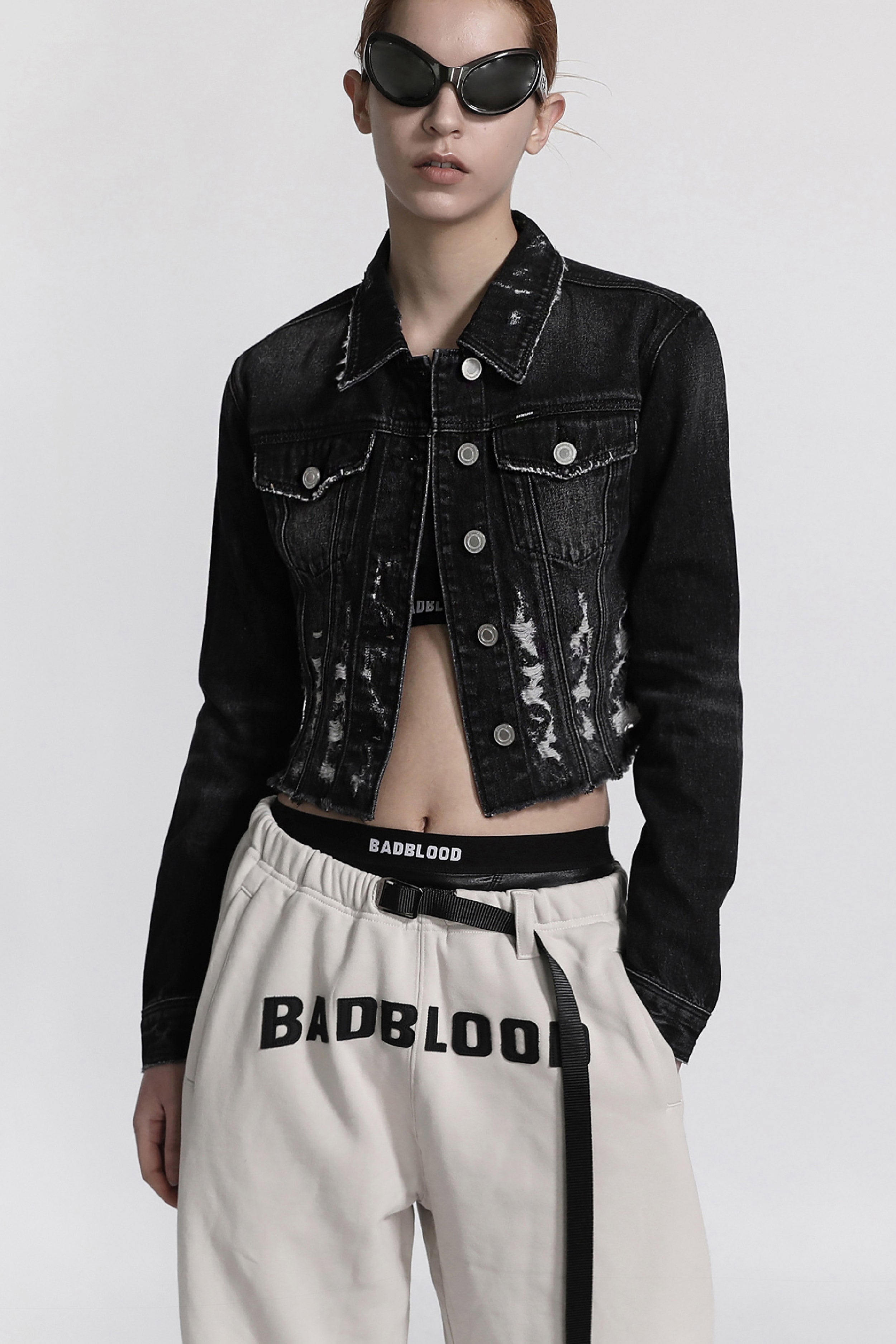 Badblood Leather Logo 2 Way Sweatpants Loose Fit Studio