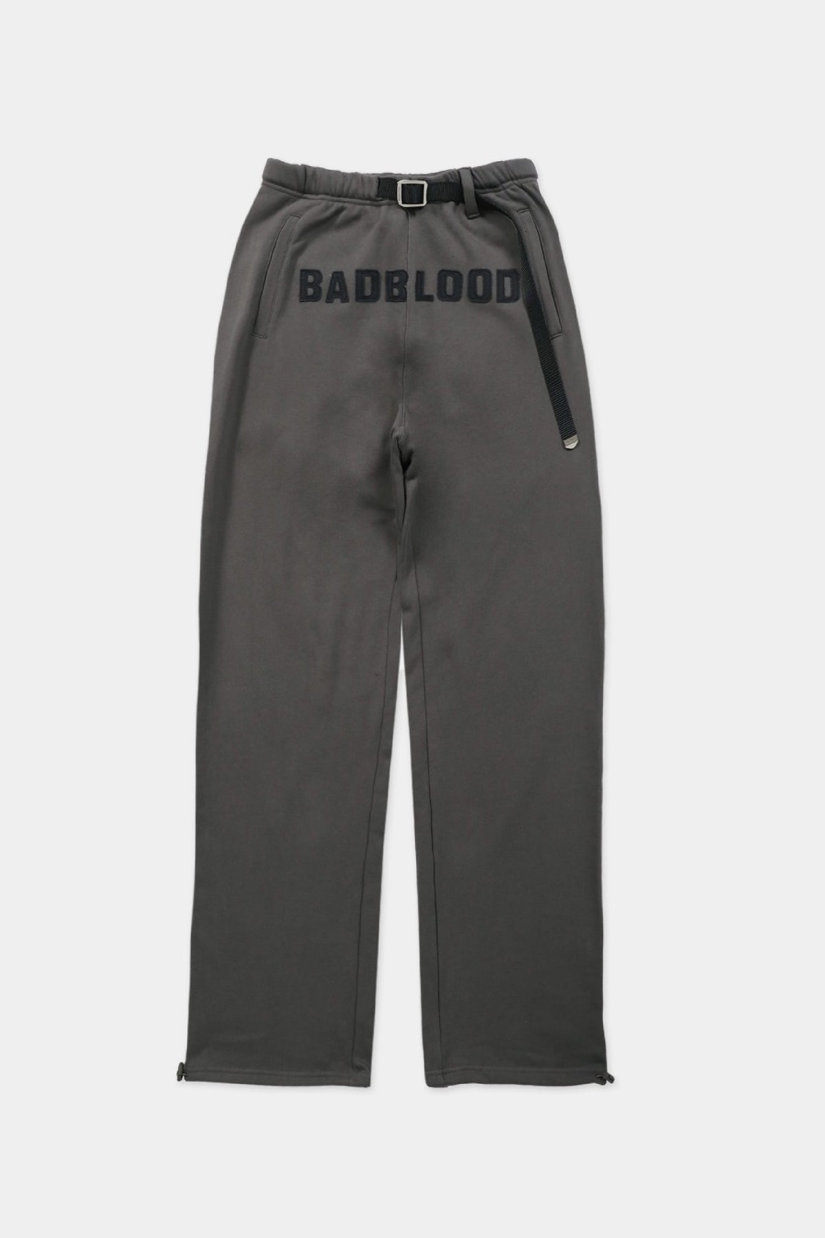 Badblood Leather Logo 2 Way Sweatpants Loose Fit Charcoal