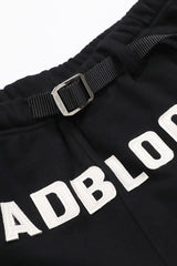 Badblood Leather Logo 2 Way Sweatpants Loose Fit Black