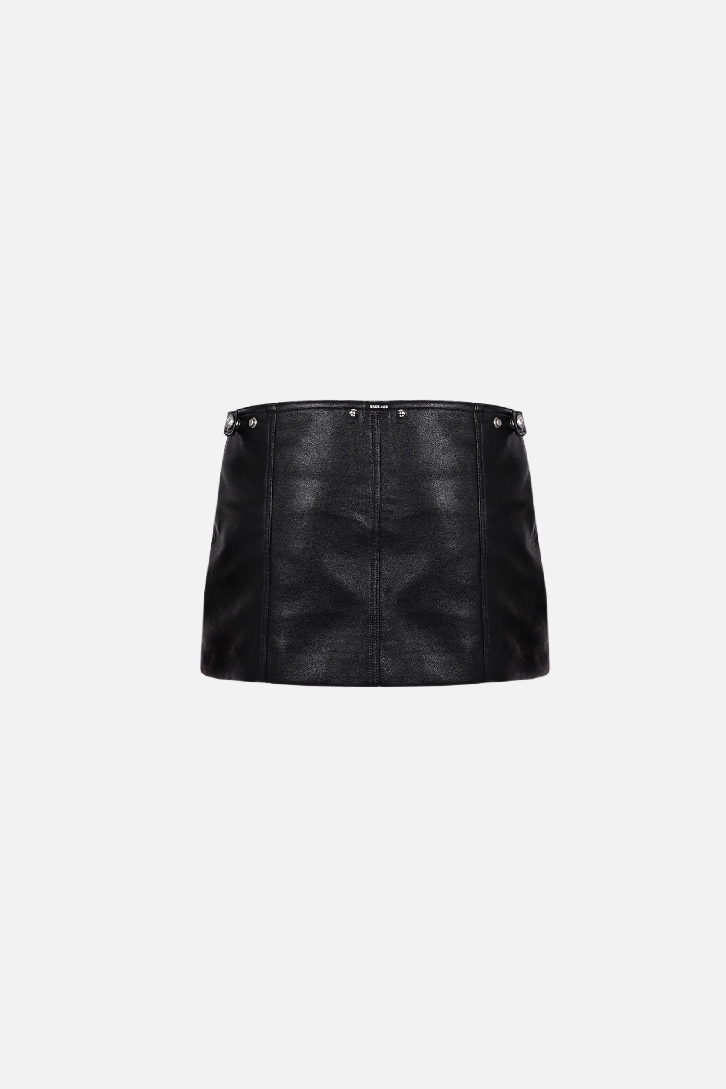 Badblood Zip Up Leather Mini Skirt Black