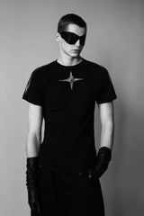 Badblood Tribal Rhinestone Short Sleeve Slim Fit Black