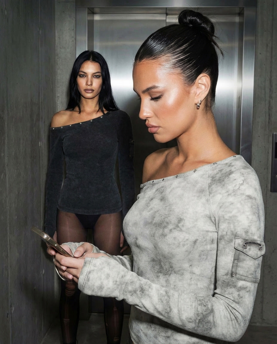 Badblood Viper Cotton Rib Asymmetric Top - White