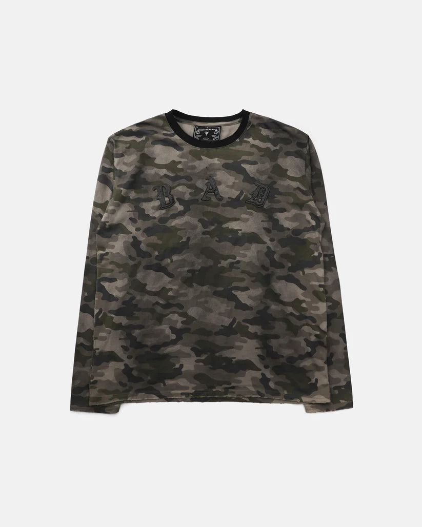 Badblood Cosmo Bad Patch Ringer Long Sleeve - Green Camo