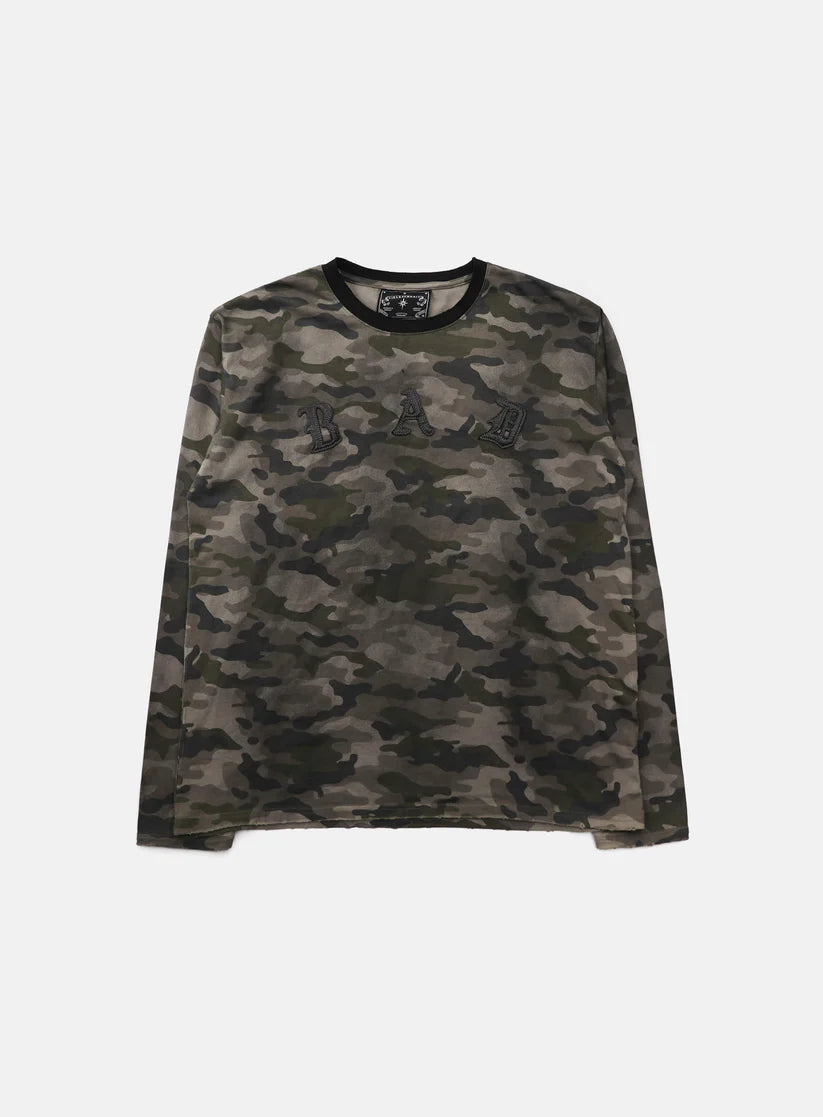 Badblood Cosmo Bad Patch Ringer Long Sleeve - Green Camo