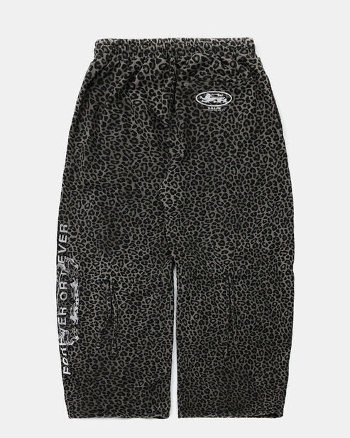 Badblood Viper Logo 2-Way Curved Jogger Trousers - Black Leopard