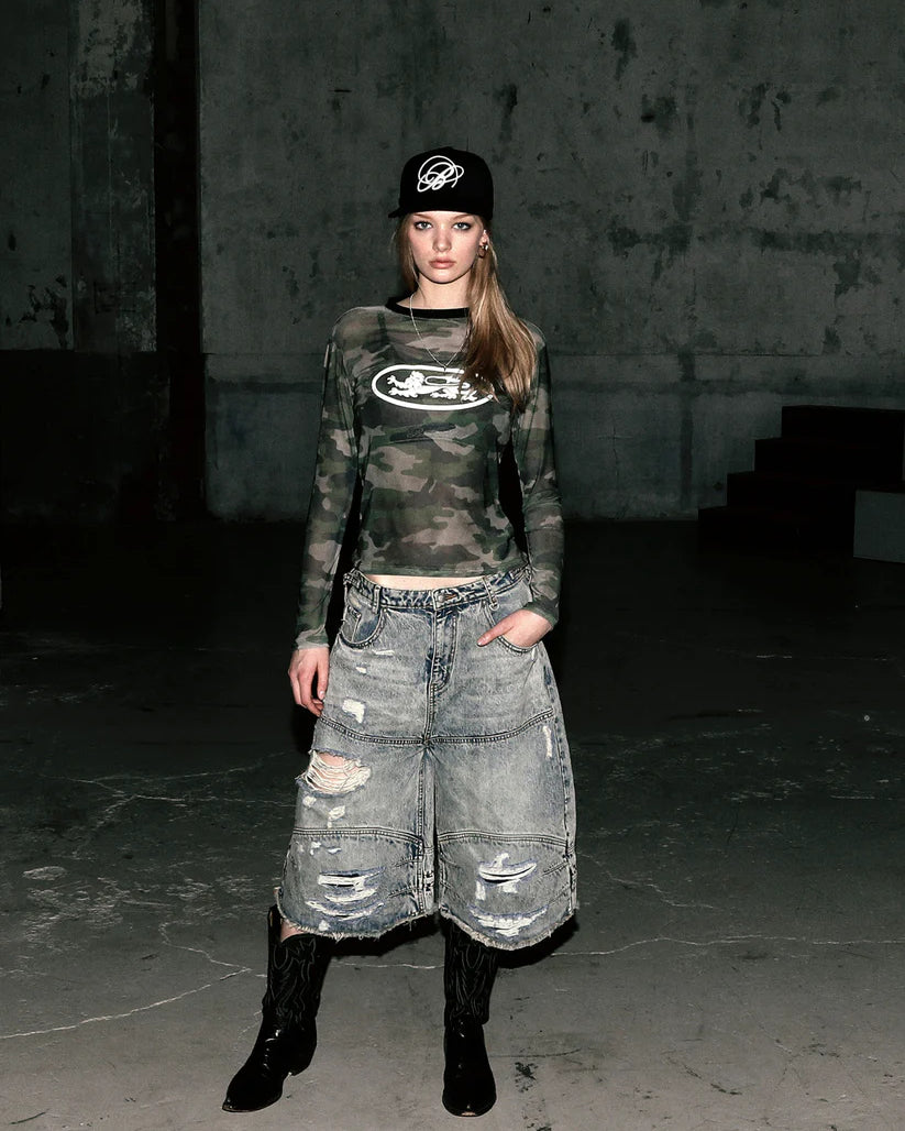 Badblood Mystic Logo Reflective Long Sleeve - Green Camo