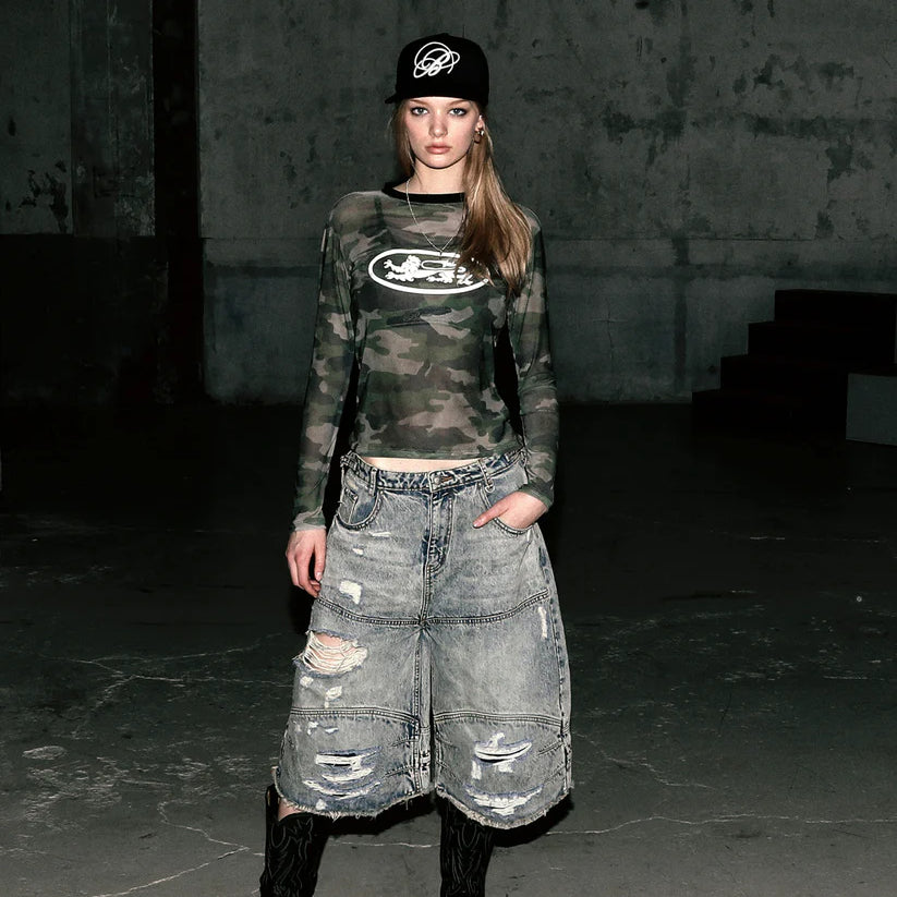 Badblood Mystic Logo Reflective Long Sleeve - Green Camo