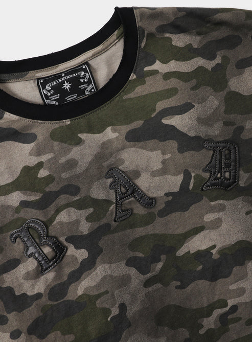 Badblood Cosmo Bad Patch Ringer Long Sleeve - Green Camo