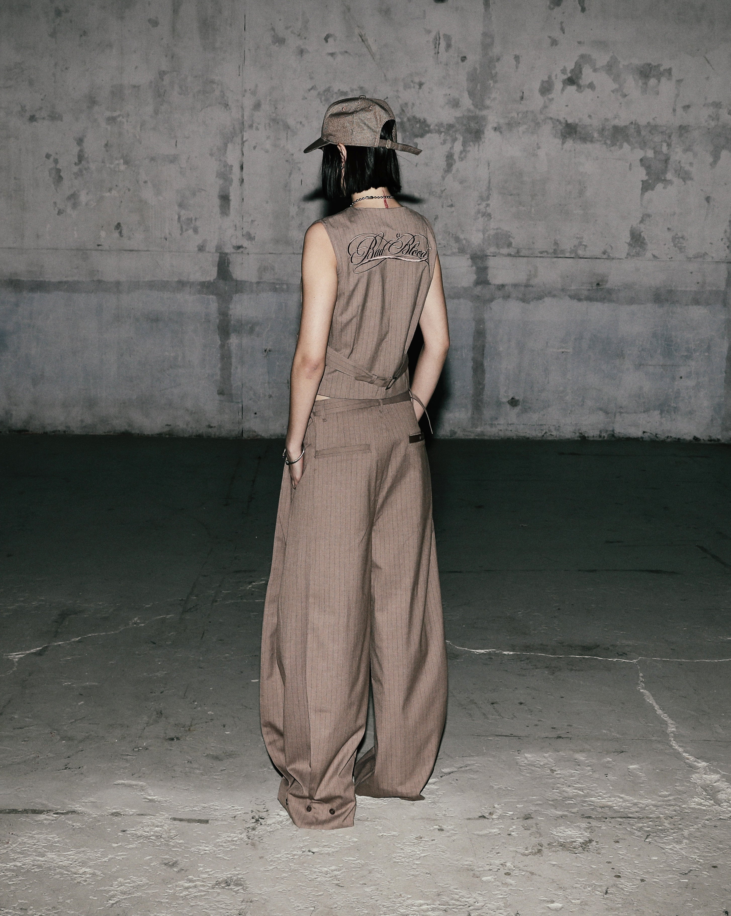 Badblood 101 Curved Slacks Brown/Stripe