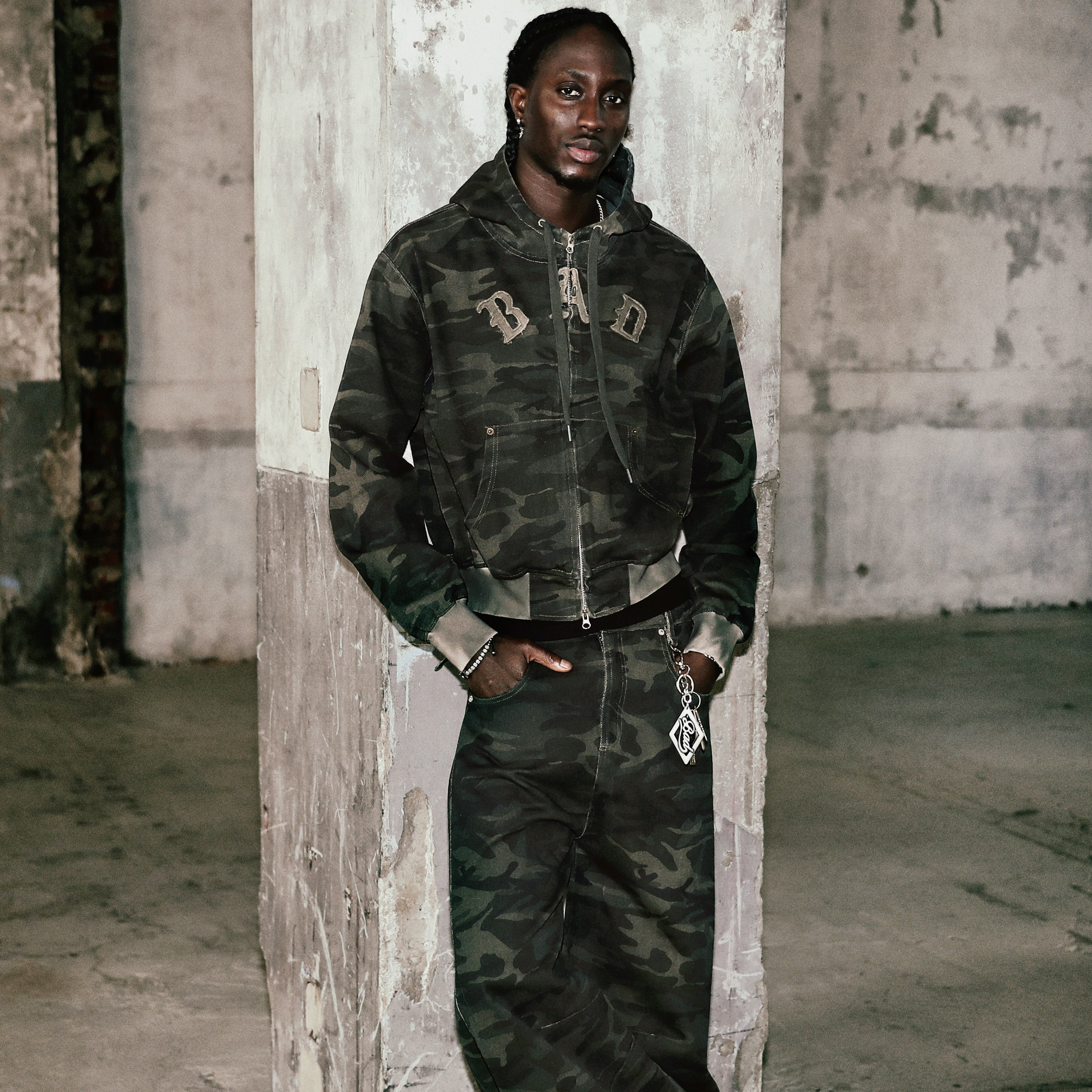 Badblood  Lion Patch Hoodie Dark Camo