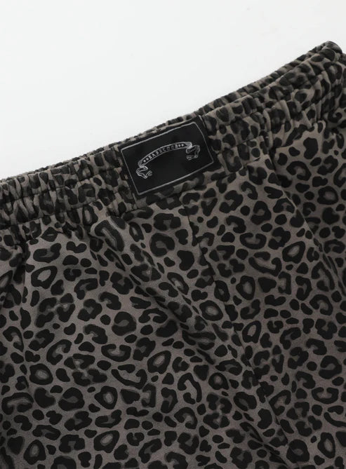 Badblood Viper Logo 2-Way Curved Jogger Trousers - Black Leopard