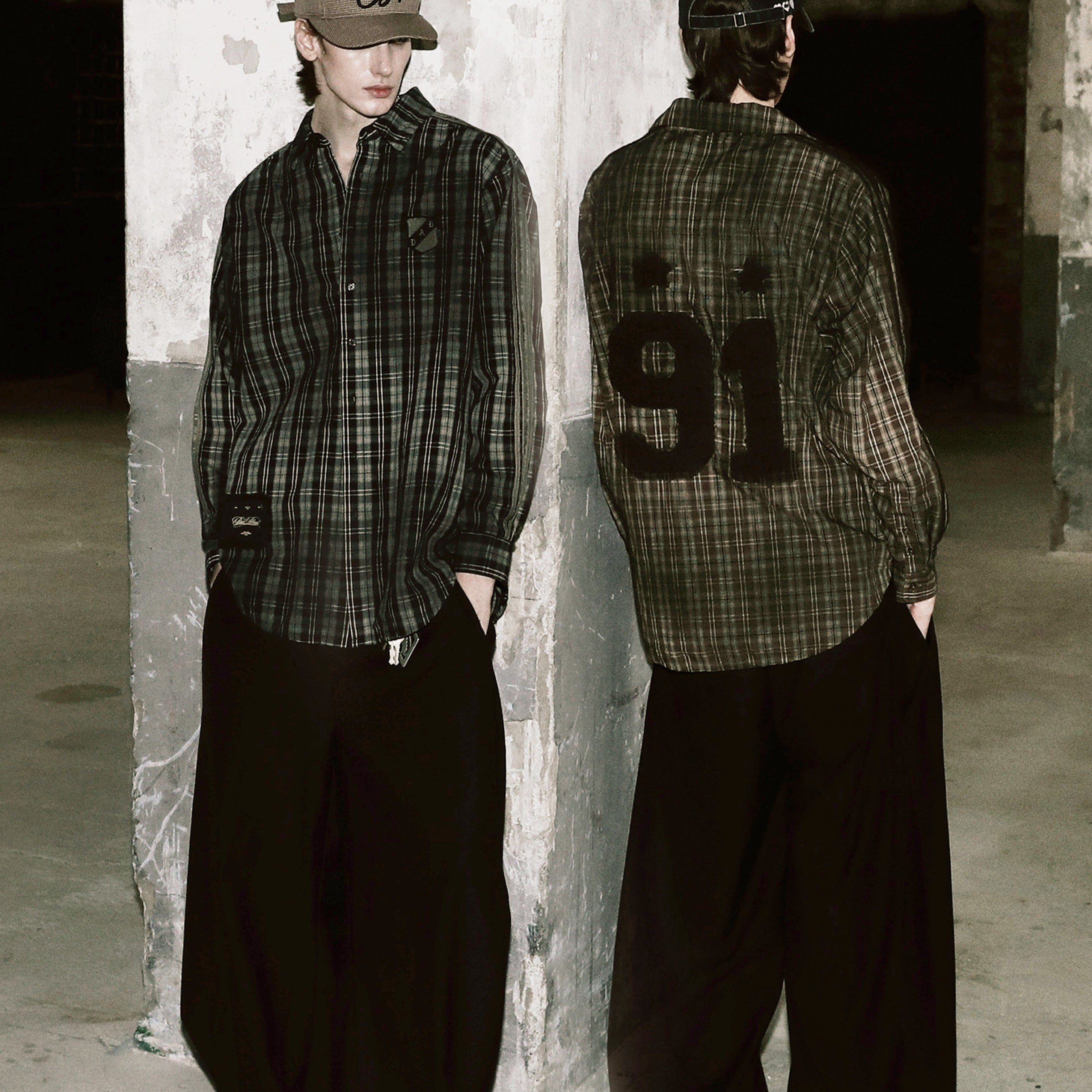 Badblood Vintage Billy Check Shirt Large Fit Black