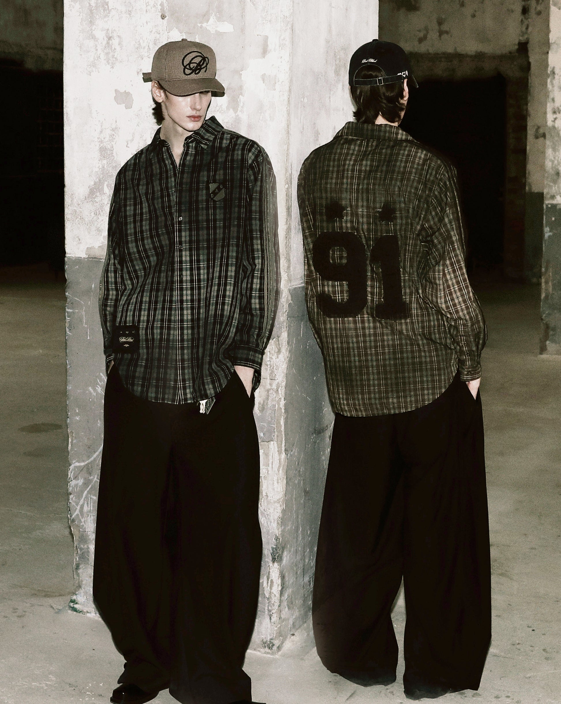 Badblood Vintage Billy Check Shirt Large Fit Black