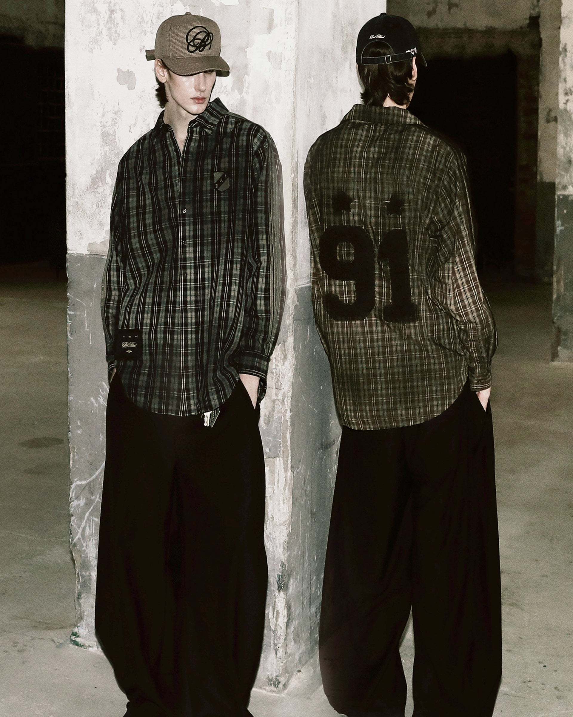 Badblood Vintage Billy Check Shirt Large Fit Brown