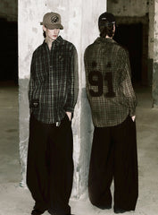 Badblood Vintage Billy Check Shirt Large Fit Brown