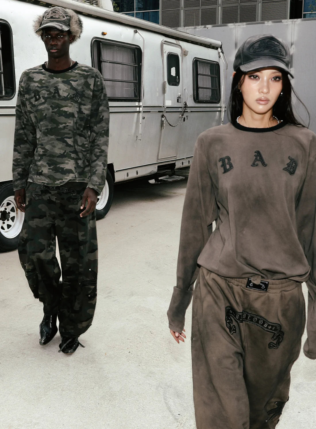 Badblood Cosmo Bad Patch Ringer Long Sleeve - Green Camo