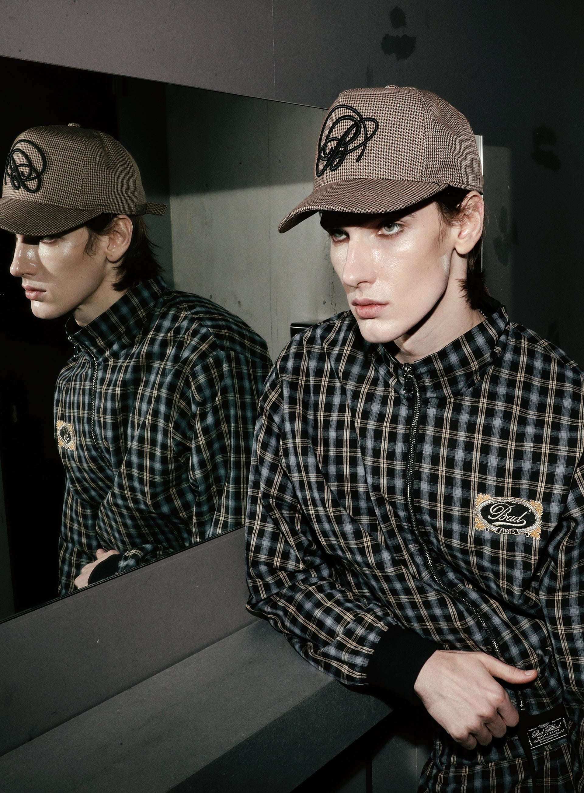 Badblood Vintage Club Nylon Reversible Track Zip-Up  Check Blue