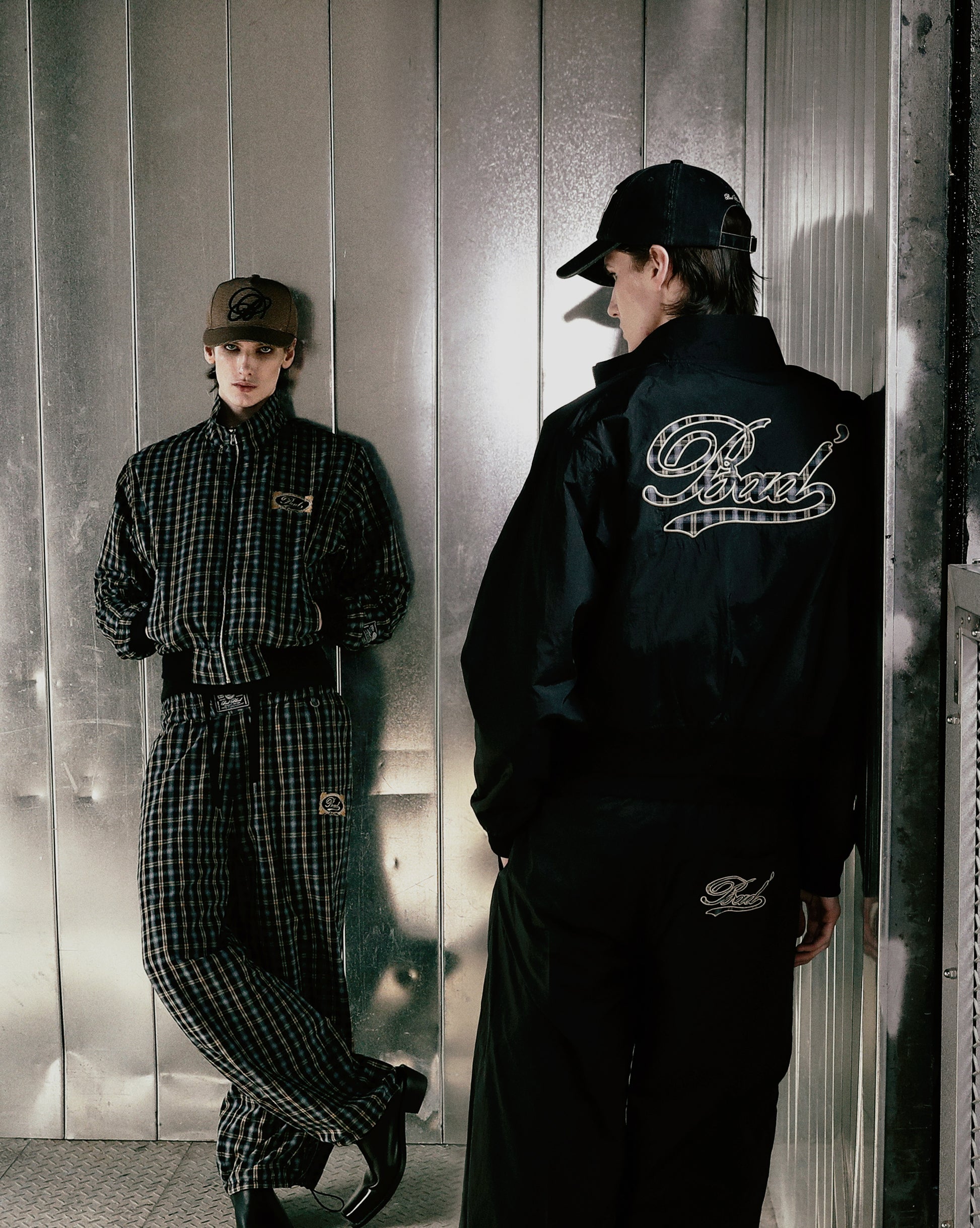Badblood Vintage Club Nylon Reversible Track Zip-Up  Check Blue