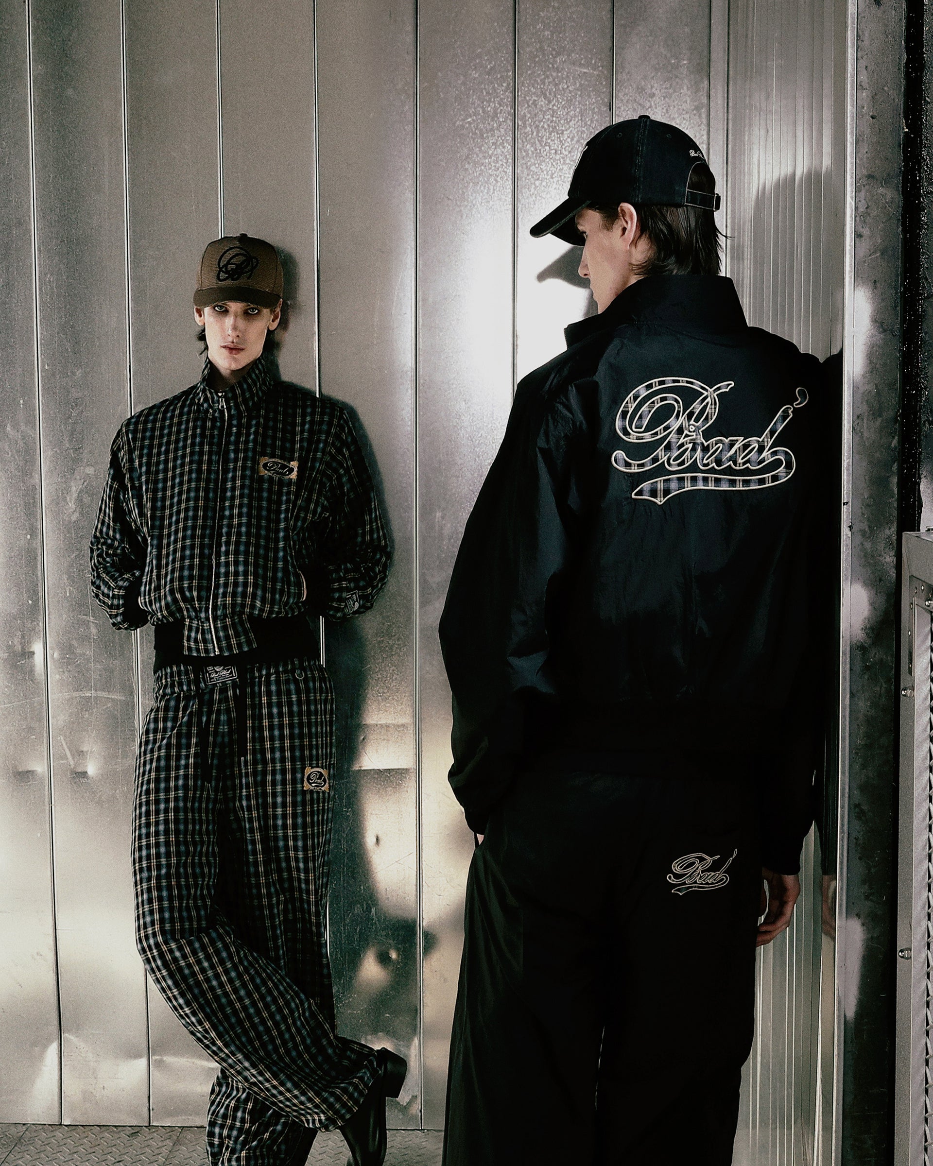 Badblood Vintage Club Nylon Reversible Track Pants Check Blue