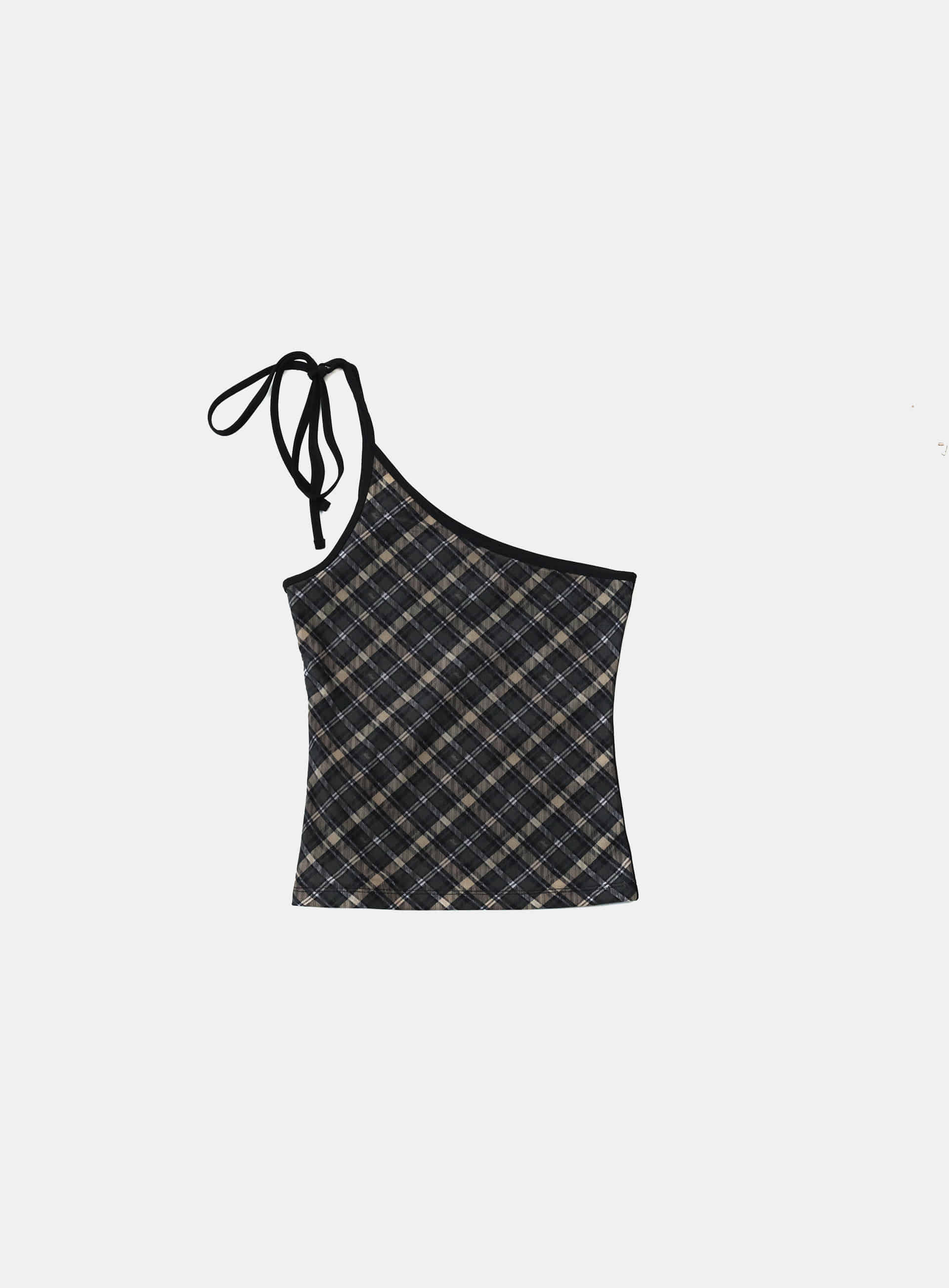 Badblood Vintage Club One Shoulder Tank - Check Black