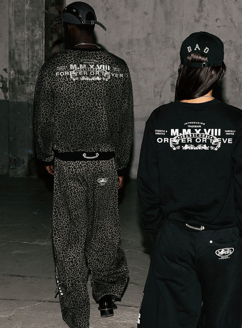 Badblood Viper Logo 2-Way Curved Jogger Trousers - Black Leopard