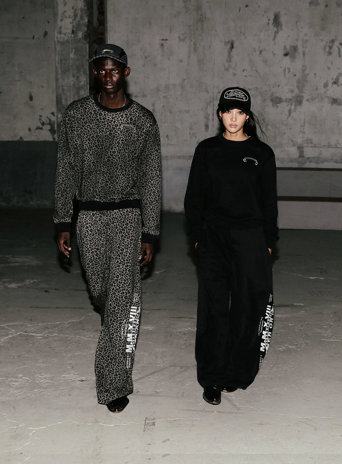 Badblood Viper Logo 2-Way Curved Jogger Trousers - Black Leopard