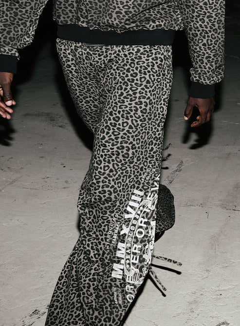 Badblood Viper Logo 2-Way Curved Jogger Trousers - Black Leopard