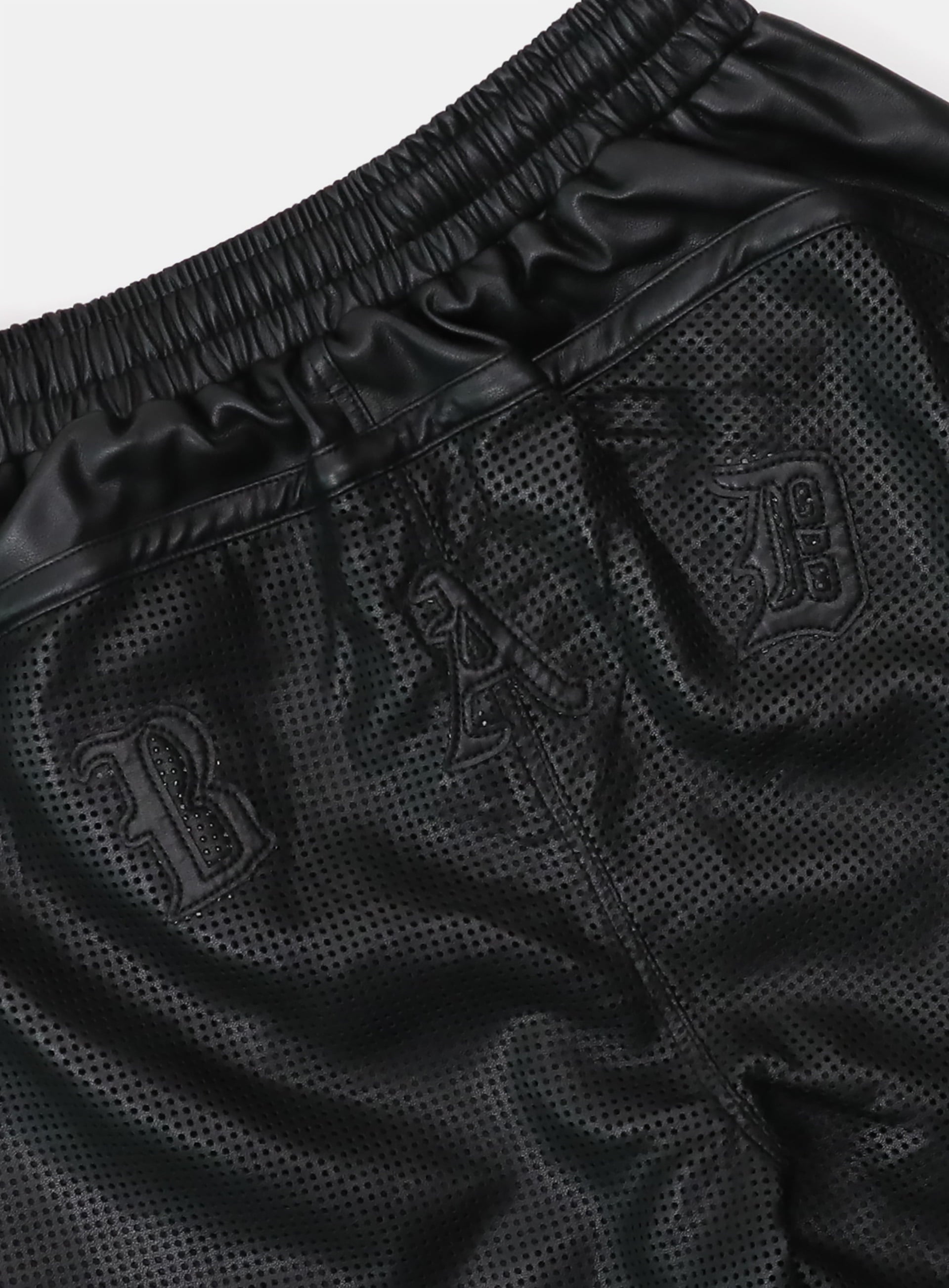 Badblood Perforated Leather Long Bermuda Pants - Black
