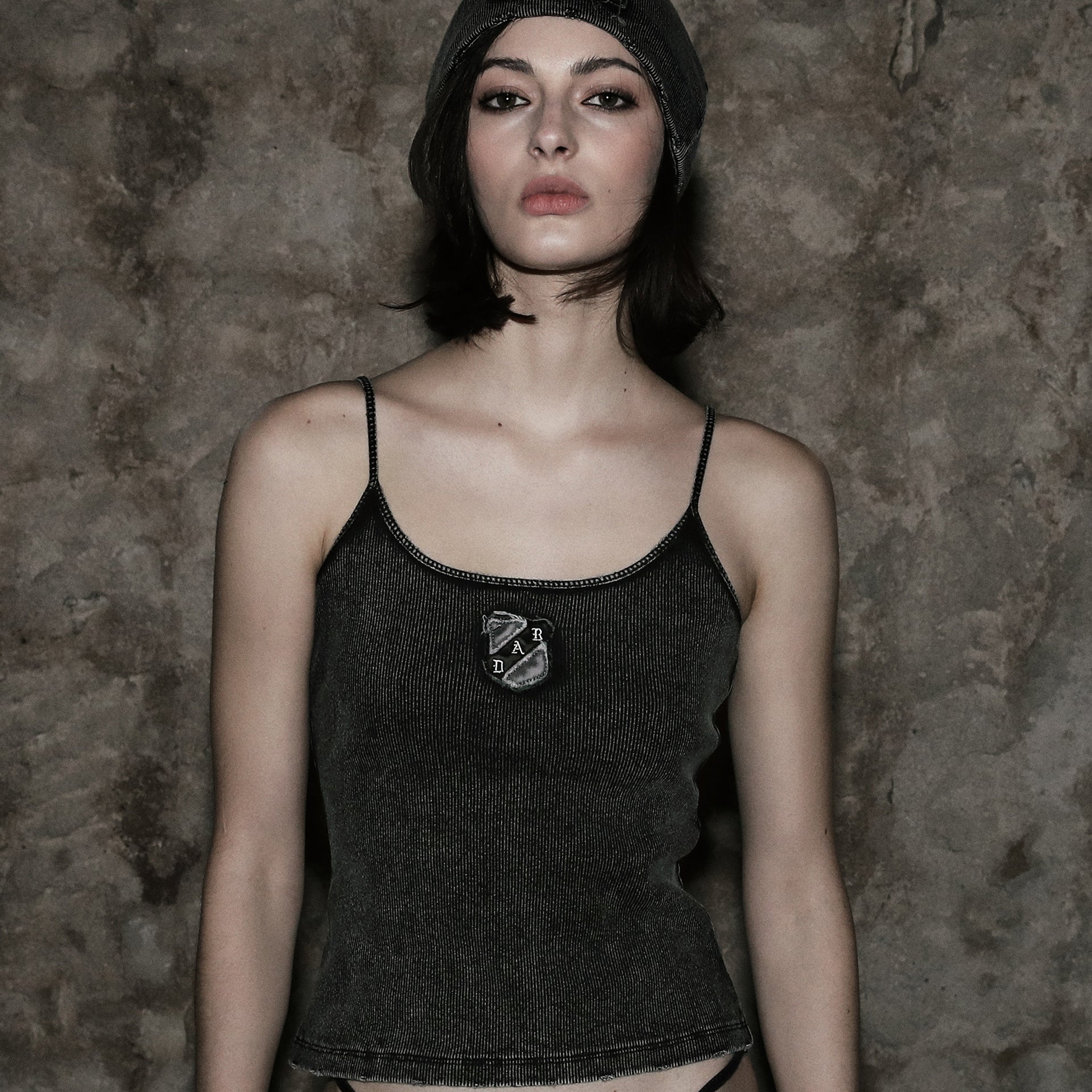 Badblood Rusty Denim String Tank Black