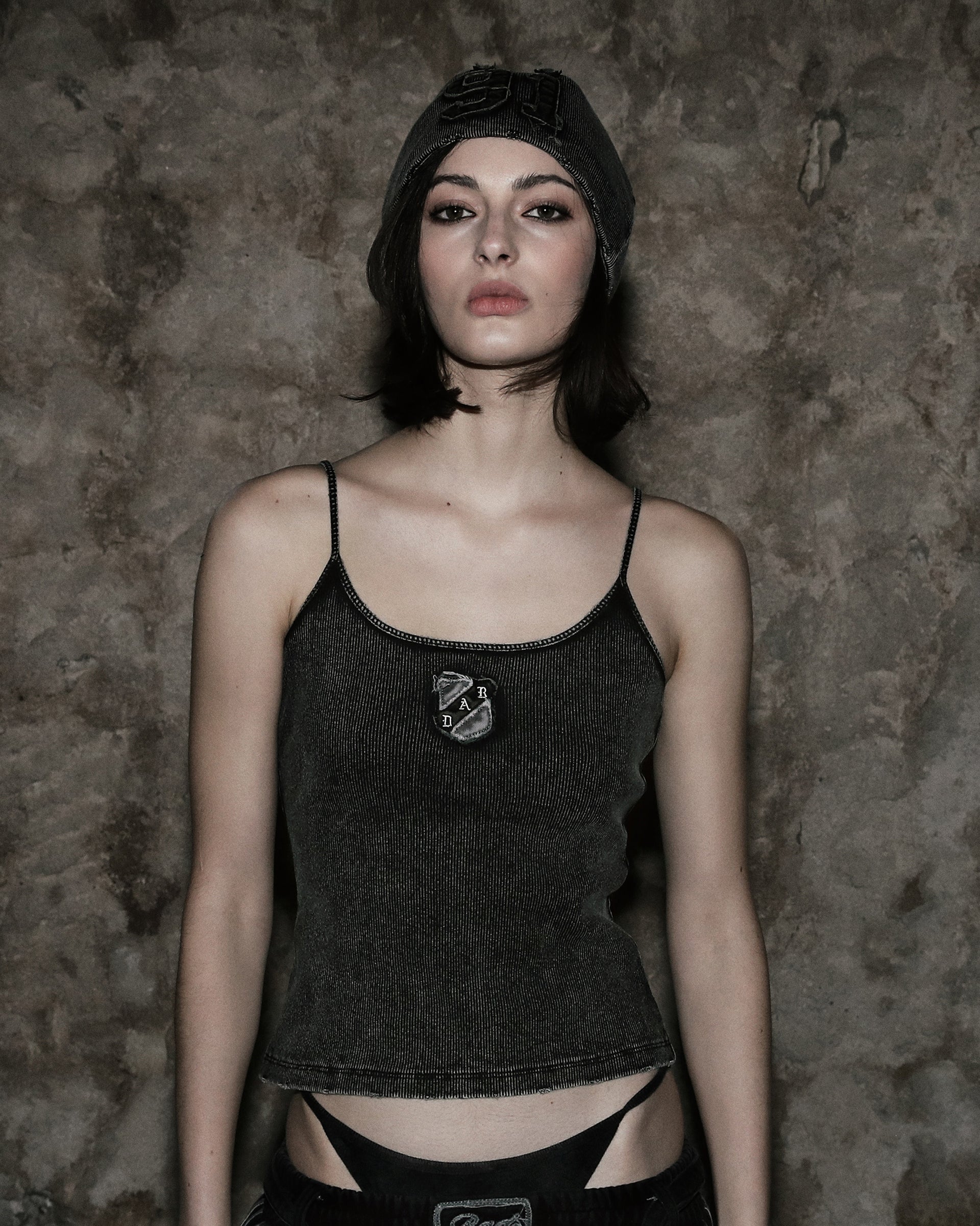 Badblood Rusty Denim String Tank Black